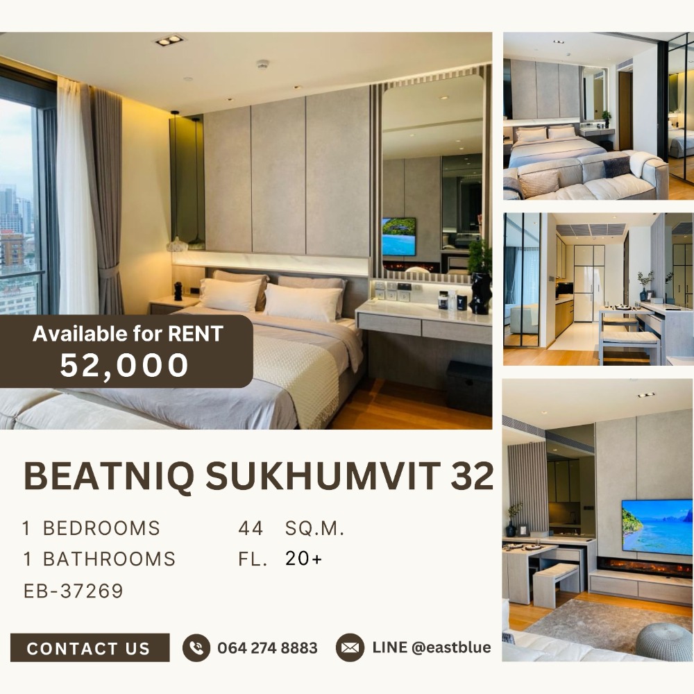 For RentCondoSukhumvit, Asoke, Thonglor : Beatniq Sukhumvit 32 amazing city view, facing west 52k per month