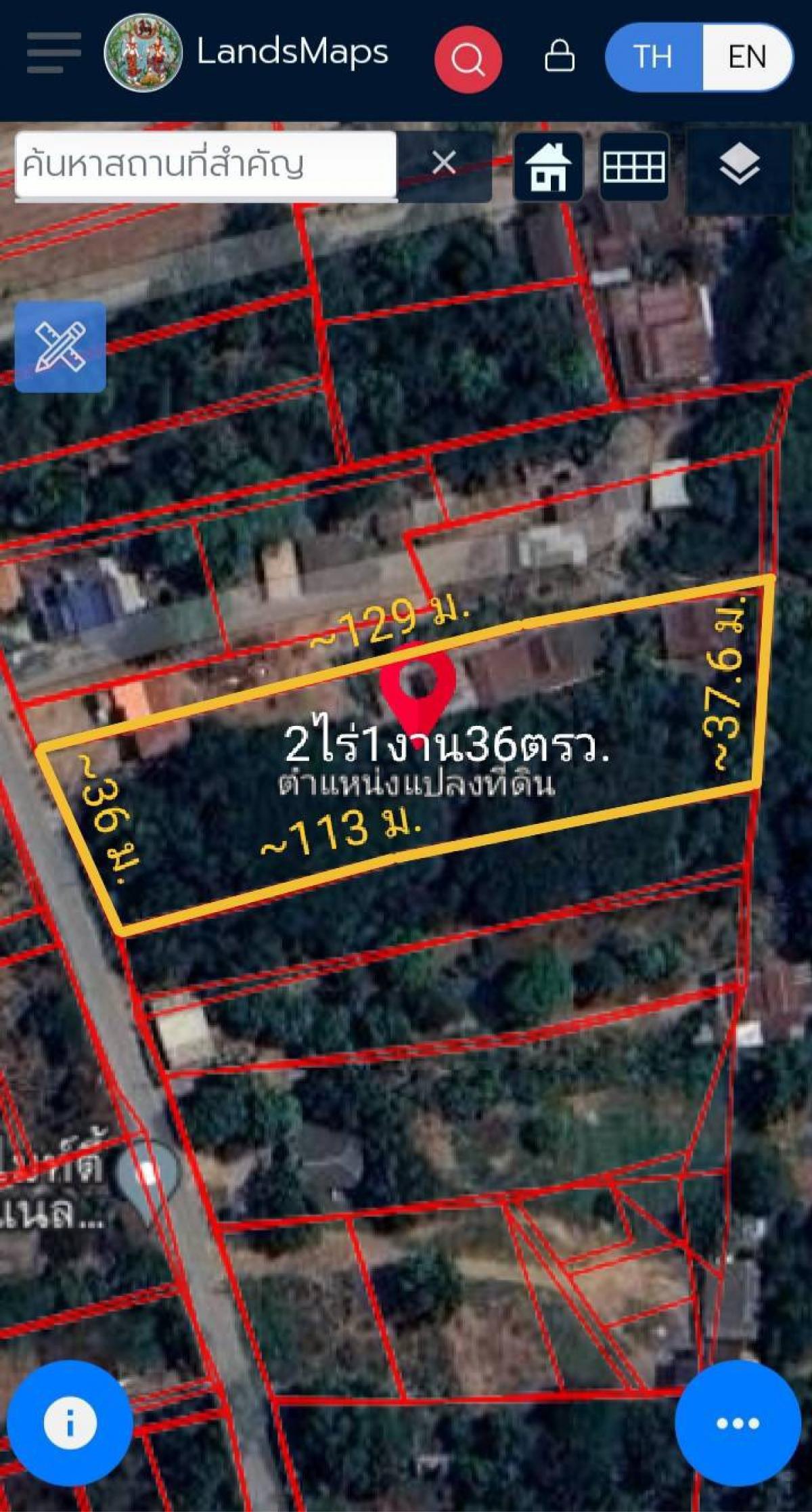 For SaleLandAyutthaya : Land for sale on the road behind the Lopburi River, Ayutthaya Province, Maharat District, Hua Phai Subdistrict, area 2 rai 1 ngan 36 sq m. The front is on a 36 meter wide asphalt road. The back of the land is on the Lopburi River, 37.6 meters wide. Sellin