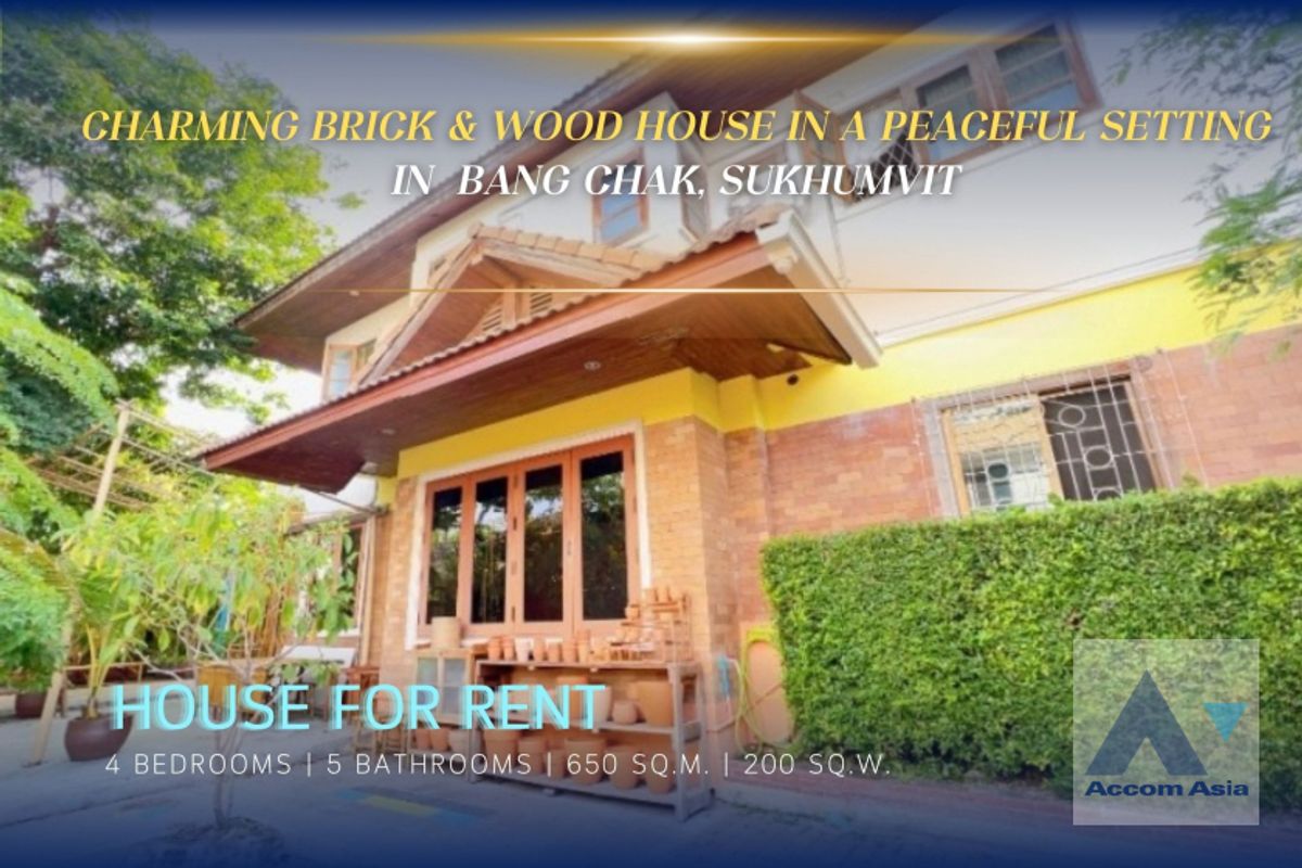 For RentHouseOnnut, Udomsuk : 🔼 AccomA🔽  Classic wood home with garden terrace and vintage interior (AA36754)