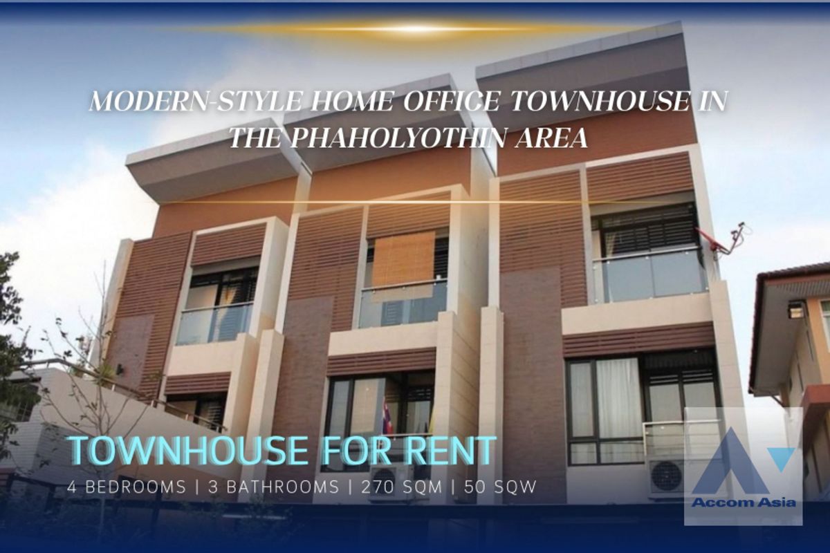 ให้เช่าบ้านราชเทวี พญาไท : 🔼AccomA🔽 Home Office Modern-style home office in a central location for rent, near BTS (AA39135)