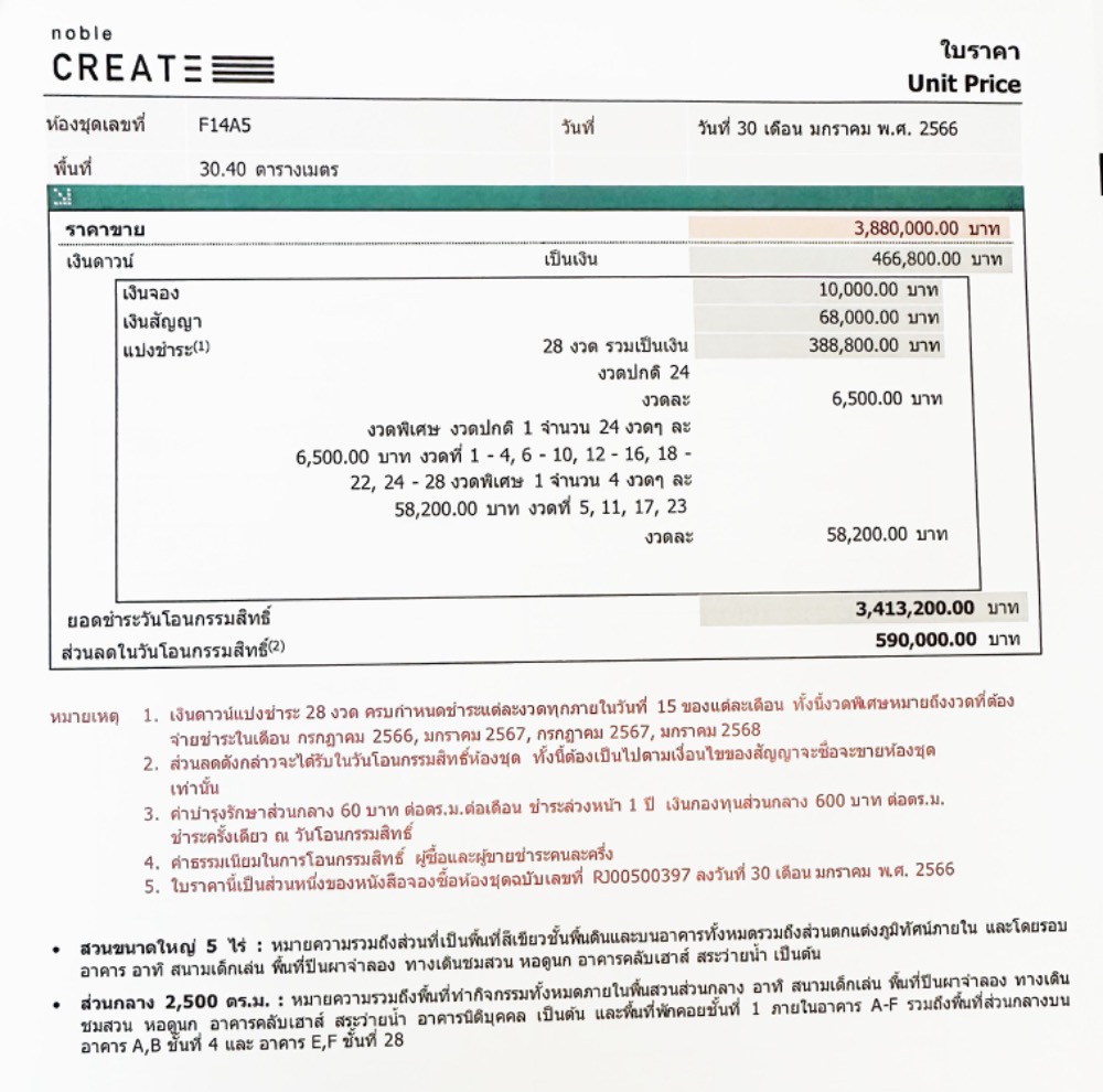 ขายดาวน์คอนโดเลียบทางด่วนรามอินทรา : ขายดาวน์Noble create30.40ตร.ม.ตึกF 500,000฿