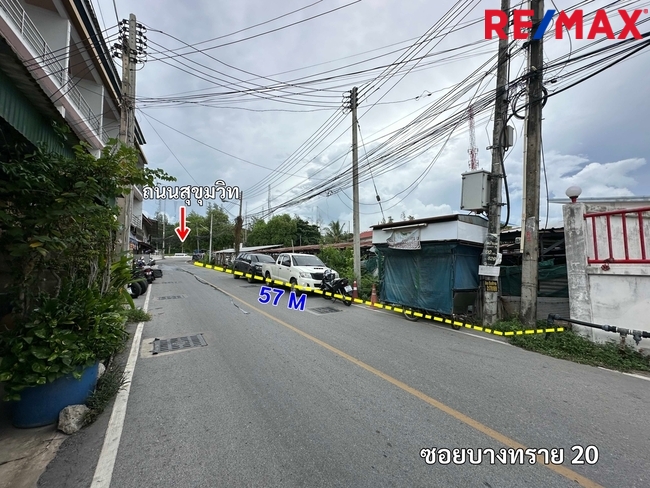 ขายที่ดินพัทยา บางแสน ชลบุรี สัตหีบ : ขายที่ดินติดถนนสุขุมวิท มุมซอยบางทราย 20 เมืองชลบุรี 375 ตารางวา ราคา 60,000 บาท/ตารางวา