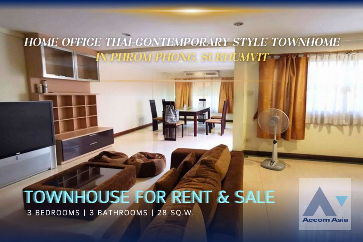 ให้เช่าทาวน์โฮมสุขุมวิท อโศก ทองหล่อ : 🔼 AccomA🔽 Home Office Thai-contemporary style home with both Western and Thai kitchens (AA29496)