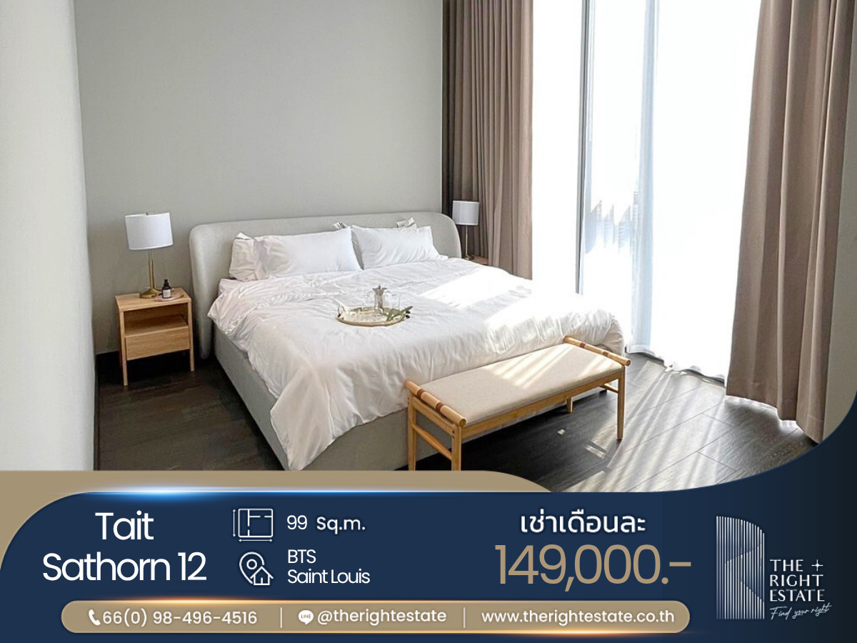 For RentCondoSathorn, Narathiwat : 🌿 Tait Sathorn 12 🌿 Nice room!! fully furnished 🛏 2 Bed 2 Bath 99 Sq.m near Sathorn
