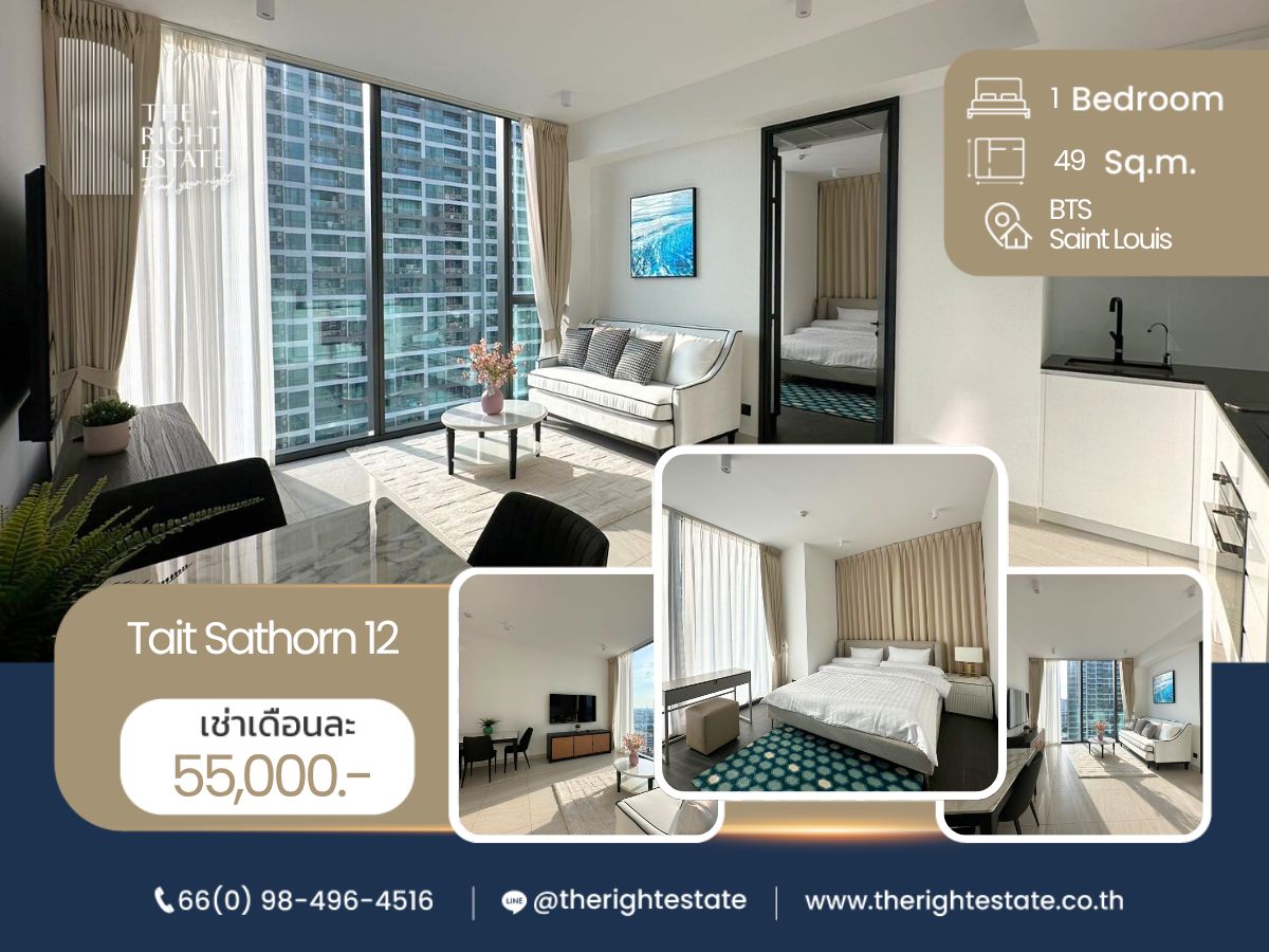 For RentCondoSathorn, Narathiwat : 🌿 Tait Sathorn 12 🌿 Nice room!! fully furnished 🛏 1 Bed 1 Bath 49 Sq.m near Sathorn