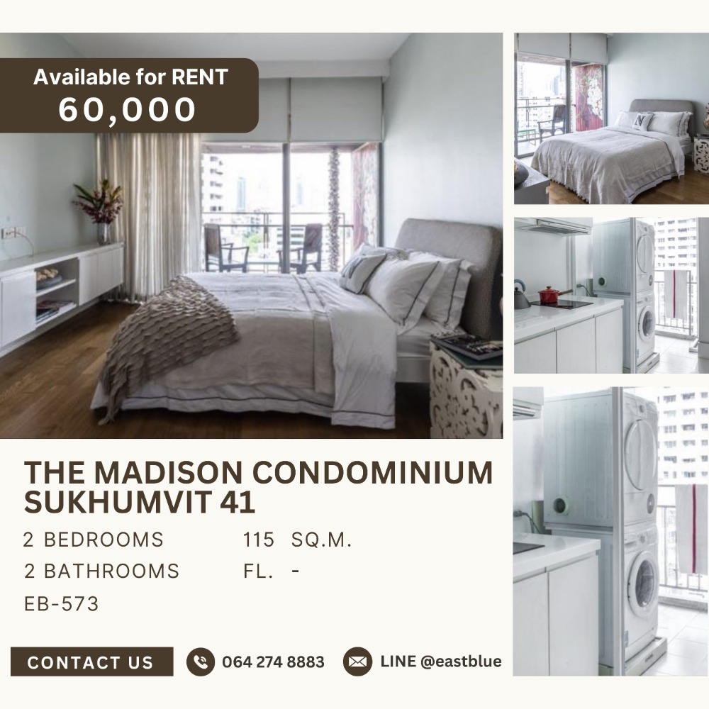 ให้เช่าคอนโดสุขุมวิท อโศก ทองหล่อ : The Madison 2 Beds ห้องใหญ่ 60,000 per month