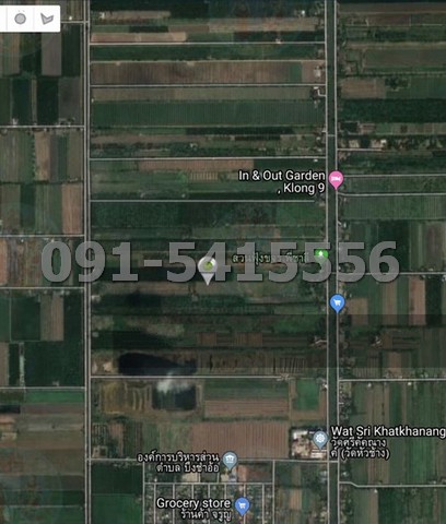 ขายที่ดินปทุมธานี รังสิต ธรรมศาสตร์ : ขายที่ดิน 49-1-88 ไร่ ติดถนนชลประทานคลอง 9 ฝั่งตะวันตก หนองเสือ ใกล้สวนฟุ้งขจร