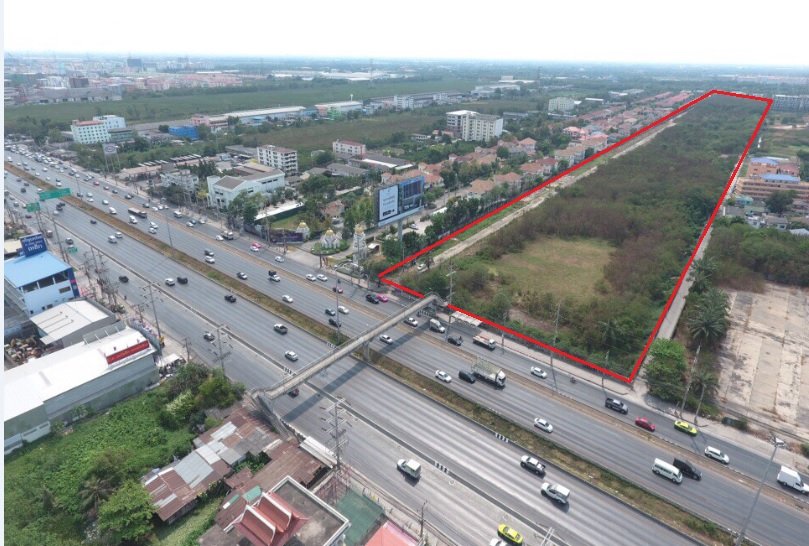 For SaleLandPathum Thani,Rangsit, Thammasat : Empty land, filled in, 78-0-10 rai, next to Phahonyothin Road, Pathum Thani