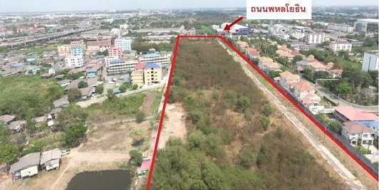 ขายที่ดินปทุมธานี รังสิต ธรรมศาสตร์ : ที่ดินเปล่า ถมแล้ว 78-0-10 ไร่ ติดถนนพหลโยธิน ปทุมธานี