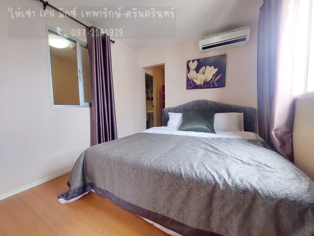 For RentCondoSamut Prakan,Samrong : For rent: Lumpini Mix Theparak - Srinakarin, 2 bedrooms, corner room, near the Yellow Line BTS