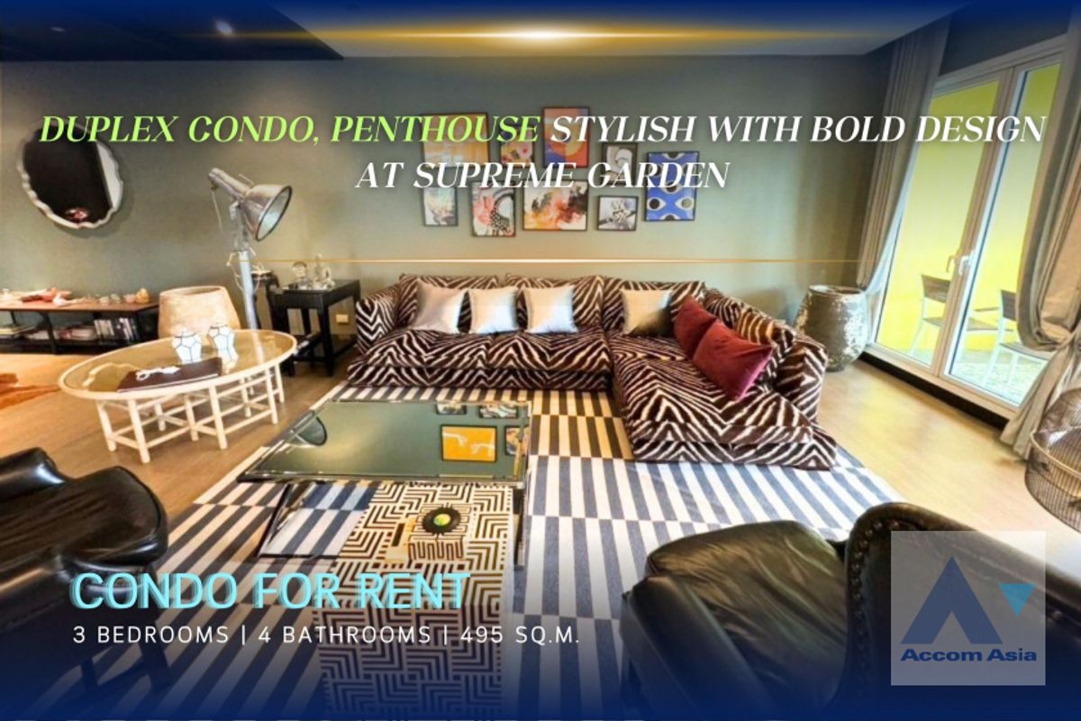 ให้เช่าคอนโดสาทร นราธิวาส : 🔼AccomA🔽  Duplex Condo, Penthouse Stylish condominium with bold design and private corner in Sathorn (AA41233)