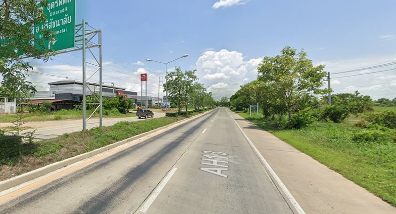 For SaleLandUttaradit : Land for sale in Uttaradit, 26 rai, on 2 main roads, on Asia Road, near Uttaradit Intersection, Phadwaree Road, opposite Nissan Showroom, Pa Sao Subdistrict, Mueang District, Uttaradit Province