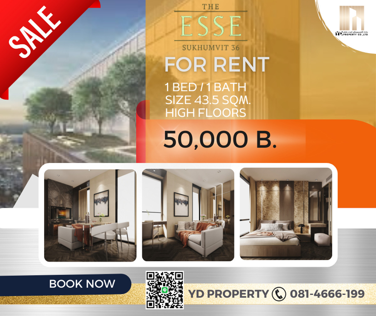 For RentCondoSukhumvit, Asoke, Thonglor : Luxury Condo The Esse Sukhumvit 36 | 1 Bedroom 43.5 Sq.m. High Floor City View near BTS Thonglor