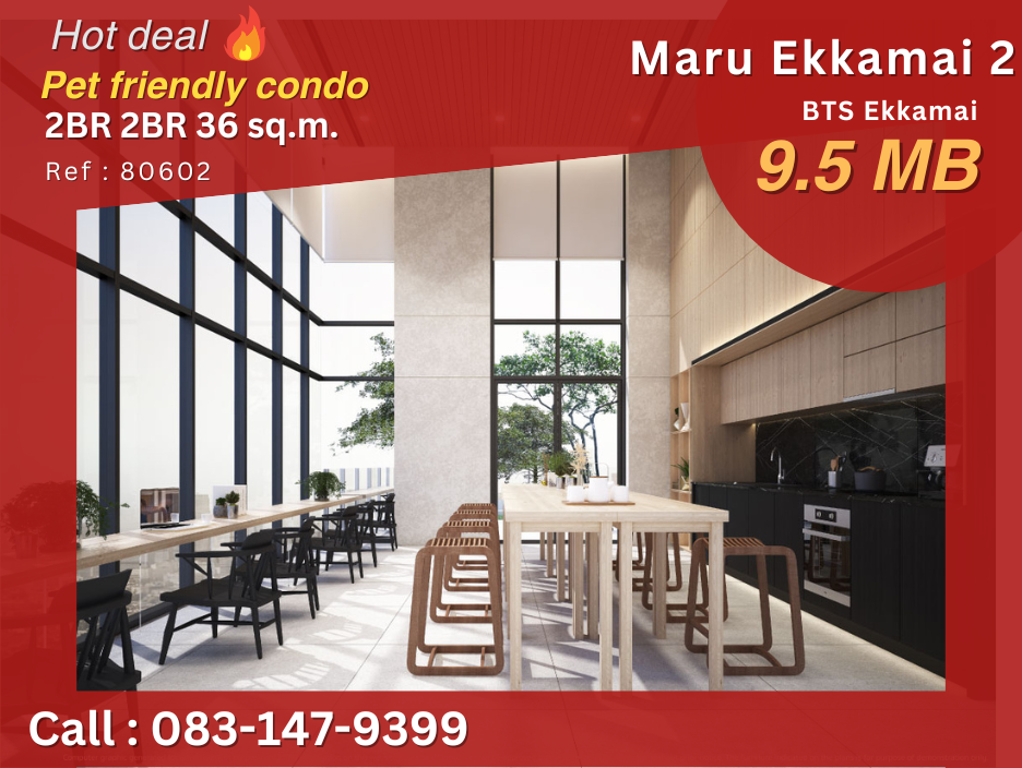 For SaleCondoSukhumvit, Asoke, Thonglor : For sale at a special price!! Maru Ekkamai 2, new condo, pets allowed, near BTS Ekkamai