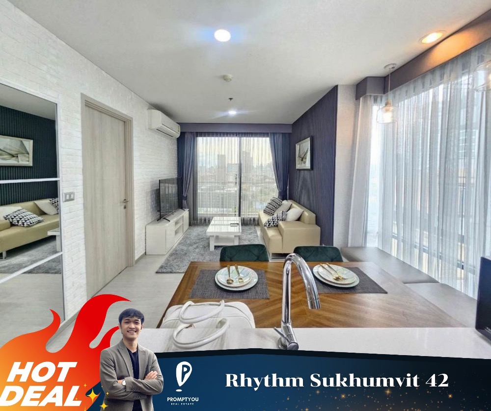 For RentCondoSukhumvit, Asoke, Thonglor : For rent 🔥 Rhythm Sukhumvit 42 🔥 Large room, fully furnished, ready to move in // For more information, contact LineID:@promptyou5