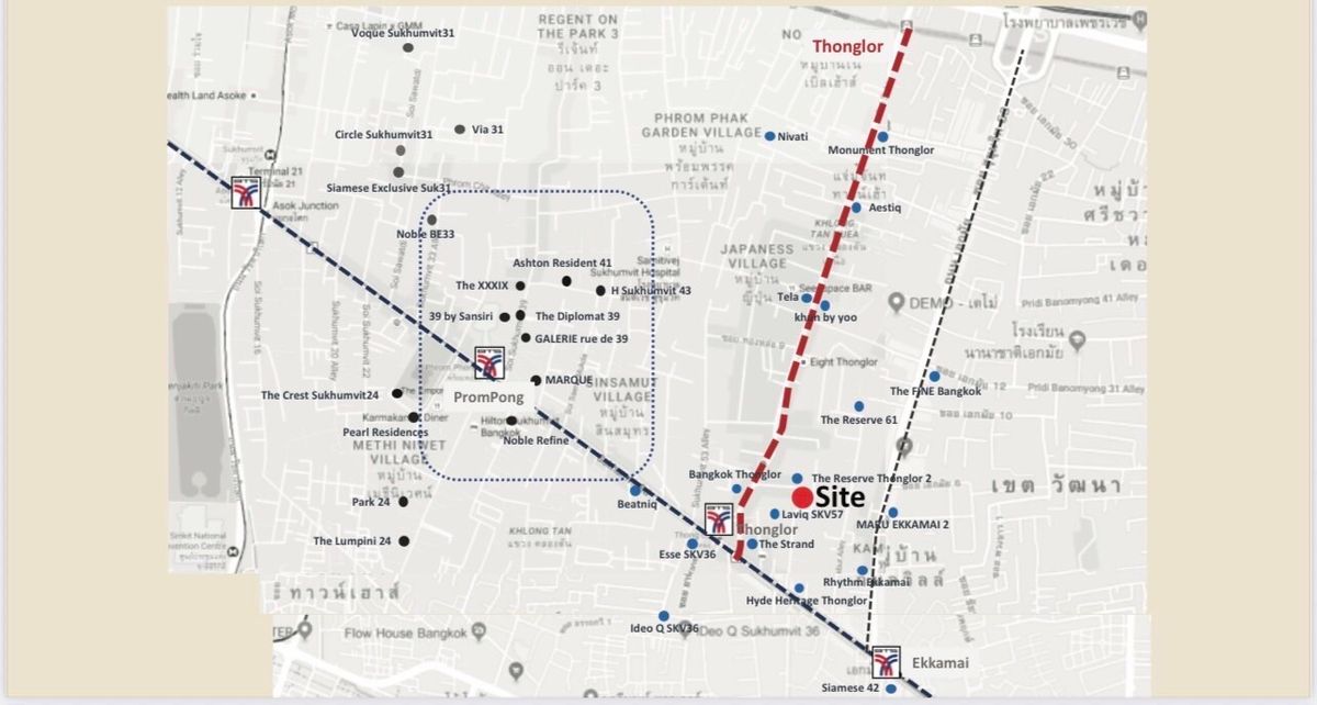 ขายที่ดินสุขุมวิท อโศก ทองหล่อ : ที่ดินสุขุมวิท 59 พื้นที่ 429 ตรว. สำหรับโครงการ High Rise 600 ม. จาก BTS ทองหล่อ สามารถสร้างอาคารสูงที่มีความสูงกว่า 200เมตร