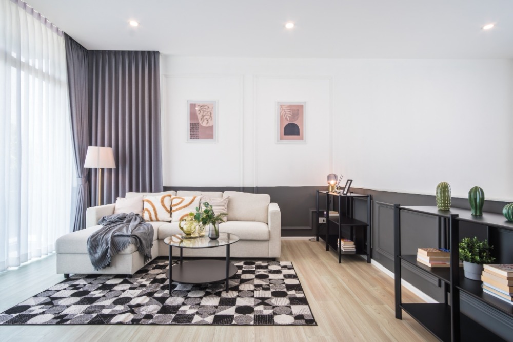 For SaleTownhomePattanakan, Srinakarin : S-HNVNS102 For sale Townhome Nirvana Define Rama 9, size 22 sq.w., 3.5 floors, the front of the house faces east, usable area 230 sq.m., 3 bedrooms, 4 bathrooms, 16 million, 064-959-8900