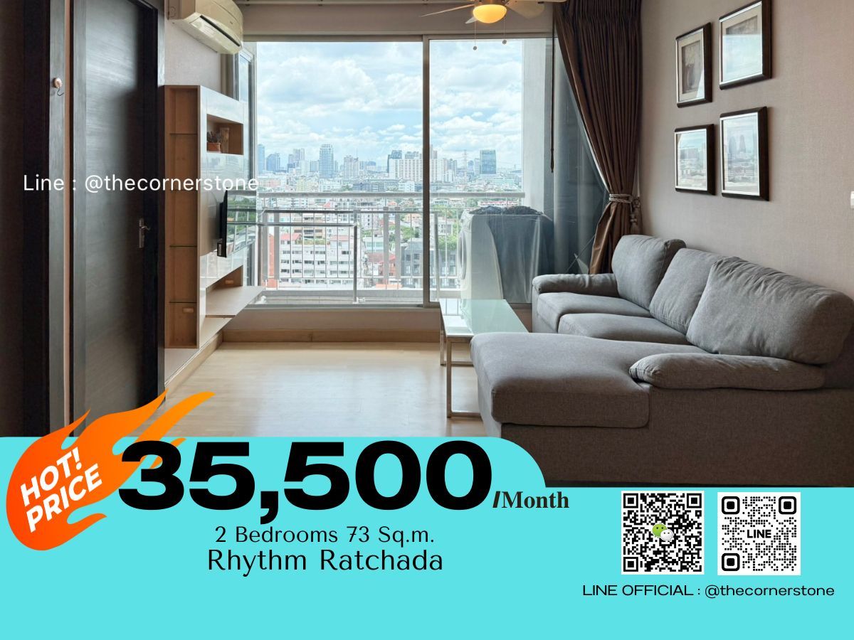 For RentCondoRatchadapisek, Huaikwang, Suttisan : Available, ready to move in at Rhythm Ratchada. Beautifully decorated and fully furnished, located right next to MRT Ratchadaphisek ( 0 meters). No.250683