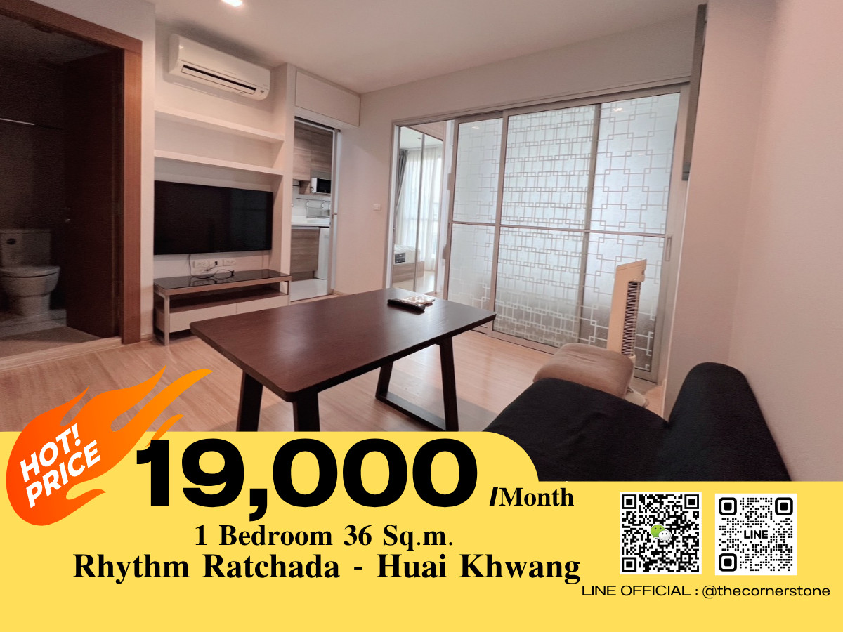 For RentCondoRatchadapisek, Huaikwang, Suttisan : 💥 Ready to move in  ✨ Rhythm Ratchada – Huai Khwang ✨ 🚇 High-rise condominium in Huai Khwang Intersection area, close to MRT Huai Khwang and Ganesha Shrine Huai Khwang.  (No.250035)