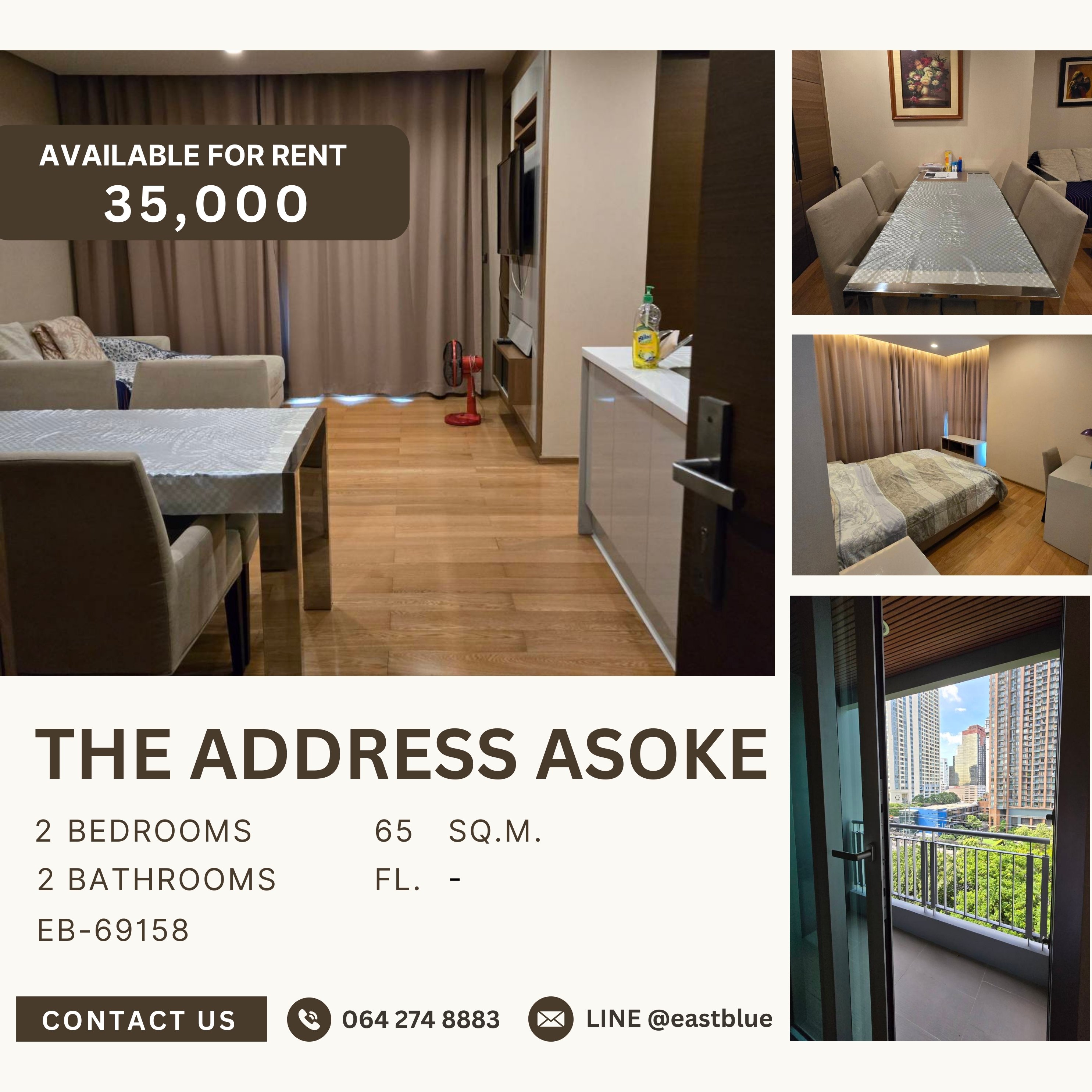 ให้เช่าคอนโดพระราม 9 เพชรบุรีตัดใหม่ RCA : The Address Asoke, 2 bed, 35000 per month