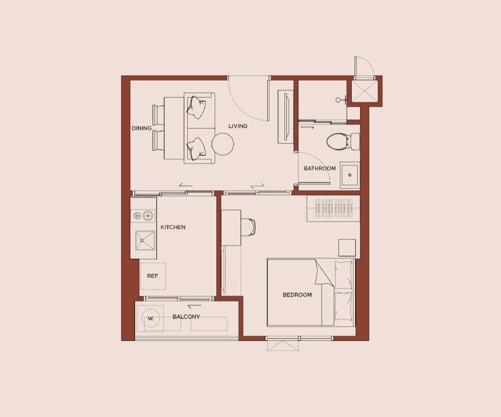 ขายดาวน์คอนโดลาดพร้าว เซ็นทรัลลาดพร้าว : ขายดาวน์ 160,000 บาท ห้อง 30.7 (1Bedroom) Fully Furnished
