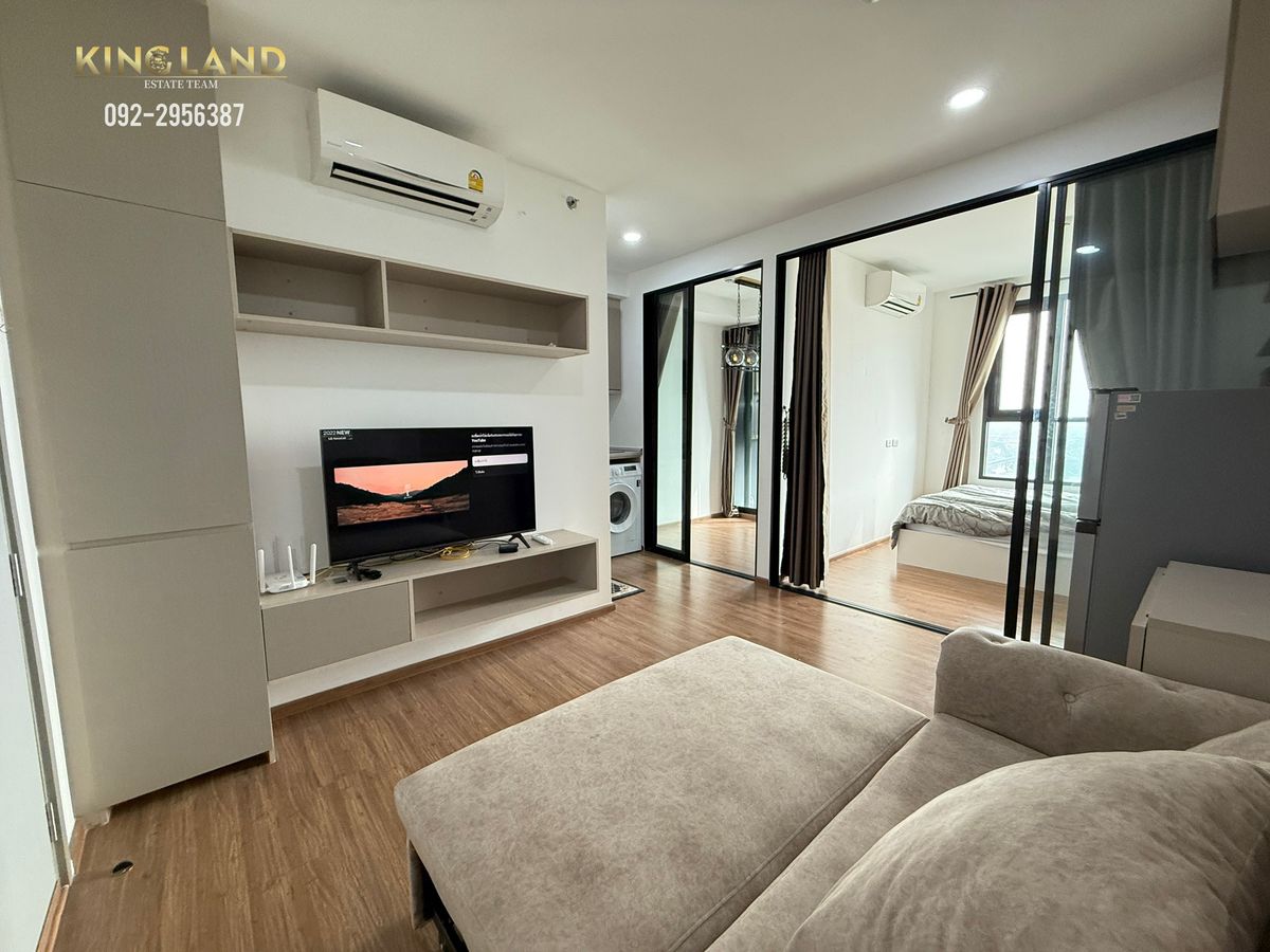 For RentCondoMin Buri, Romklao : #Condo for rent: The origin Ram 209 interchange, 2 bedrooms, 1 bathroom, size 35 sq m., Floor: 17, rental price 13,000 baht/month #Including common fees >>Parking >>Located on the main road