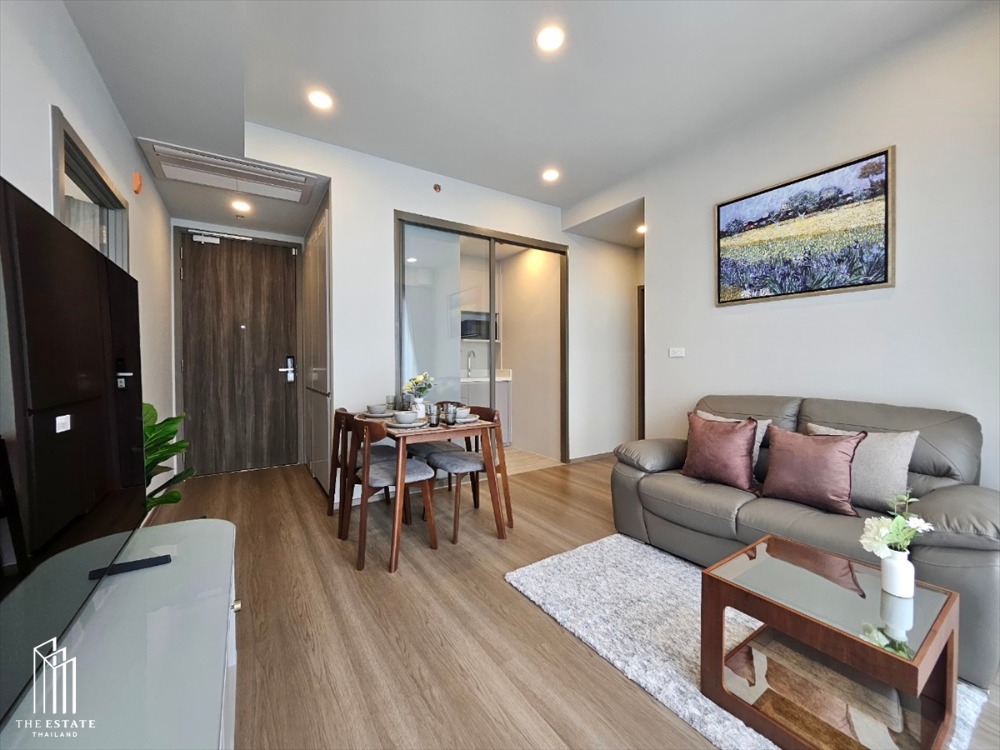 For RentCondoBangna, Bearing, Lasalle : For rent Whizdom The Forestias (Destinia) wide-fronted room, fully decorated, ready to move in, high floor, view of the project's 30 rai garden @45,000 Baht