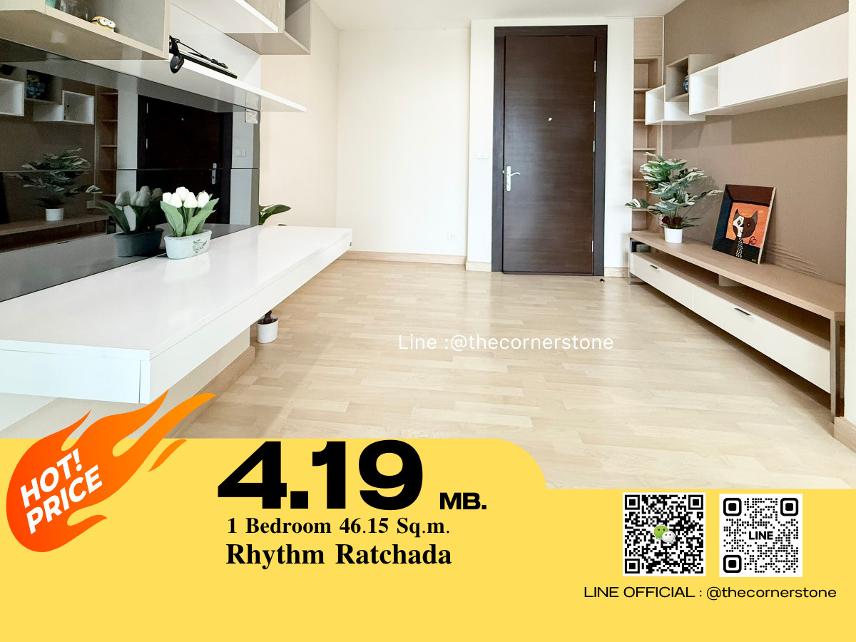 For SaleCondoRatchadapisek, Huaikwang, Suttisan : For Sale !! Ready to move in ** Rhythm Ratchada ** Beautiful room, good price, convenient travel, near MRT Ratchada (No. 251270)