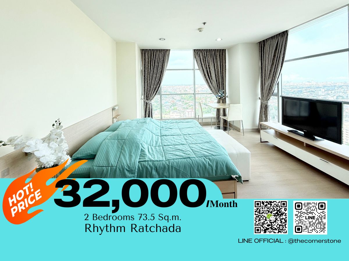 For RentCondoRatchadapisek, Huaikwang, Suttisan : Special Price !! "Rhythm Ratchada" very beautiful room, spacious room, good location near MRT Ratchada (No.250488)