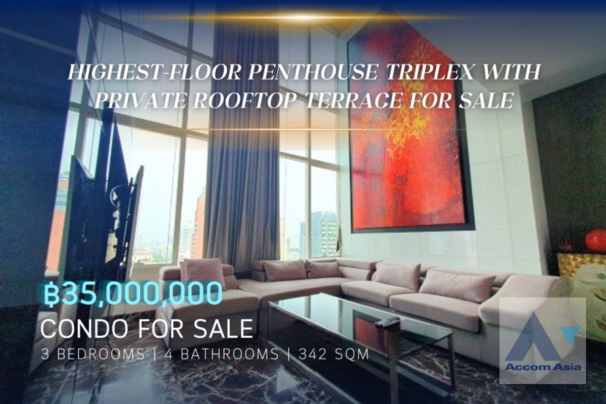ให้เช่าคอนโดสุขุมวิท อโศก ทองหล่อ : 🔼AccomA🔽 Huge Terrace, Double High Ceiling, Triplex, Penthouse 3 Beds Condominium for Rent in Sukhumvit, BTS Asok - MRT Sukhumvit at Wind Sukhumvit 23