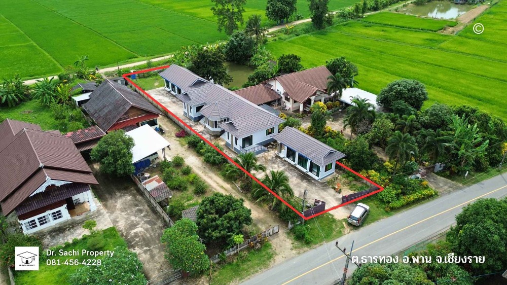 For SaleHouseChiang Rai : House for sale in Phan District, Chiang Rai Province, 230 sq wa., no flooding, rice field view, very good atmosphere