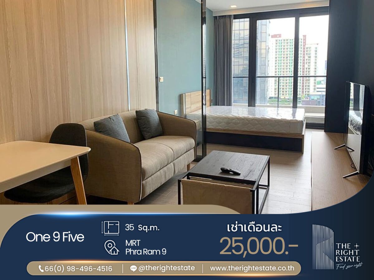 For RentCondoRama9, Petchburi, RCA : 🌿 One 9 Five 🌿 Nice room 🛏 1 Bed 35 sq m, price is negotiable!!! - Next to MRT Rama 9