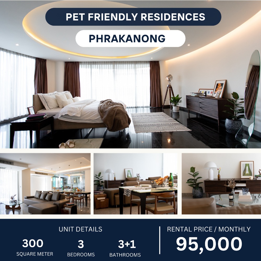 ให้เช่าคอนโดอ่อนนุช อุดมสุข : Pet Allowed, Newly Renovated Apartment 3 Beds 95,000 per month