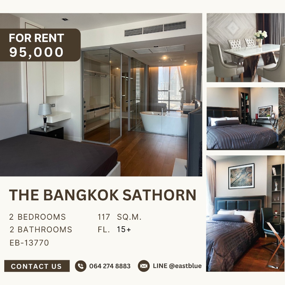 ให้เช่าคอนโดสาทร นราธิวาส : The Bangkok Sathorn 2 Bed for rent 95,000 per month