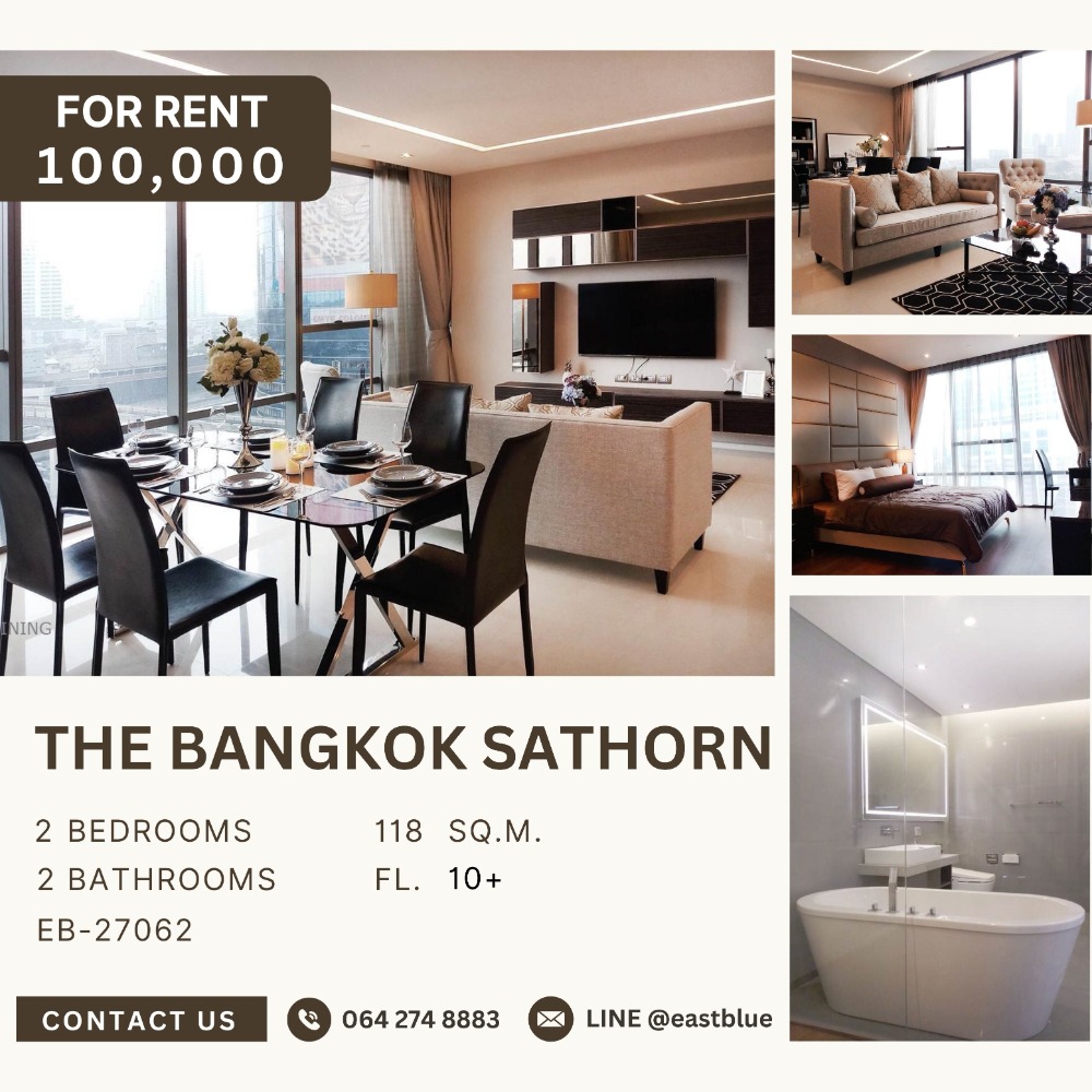ให้เช่าคอนโดสาทร นราธิวาส : The Bangkok Sathorn 2 Bed 100,000 per month