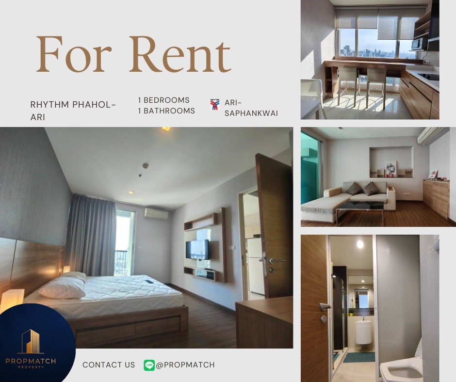 For RentCondoSapankwai,Jatujak : 📢 Amazing price, don't miss it📢 Rhythm Phahol-Ari (1 bedroom, 1 bathroom, 45 sq m.) Fully furnished, ready to move in!! Only 23,000 baht per month Tel.0981315848 @propmatch