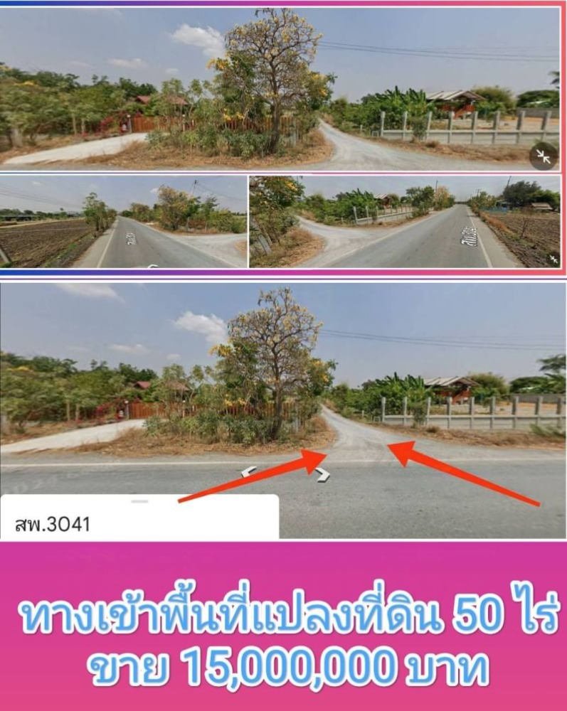 ขายที่ดินสุพรรณบุรี : ขาย ที่ดิน 50 ไร่ 13 ตารางวา ถนนทางเข้าพื้นที่กว้าง ต.พลับพลาไชย อ.อู่ทอง จ.สุพรรณบุรี