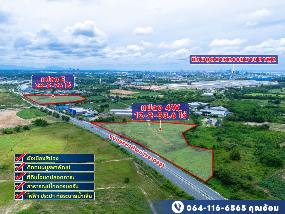 ขายที่ดินระยอง : ที่ดินที่มีศักยภาพบริเวณมาบตาพุดใกล้ SMART PARK และ นิคมฯเอเชีย 252ไร่ แบ่งขายได้