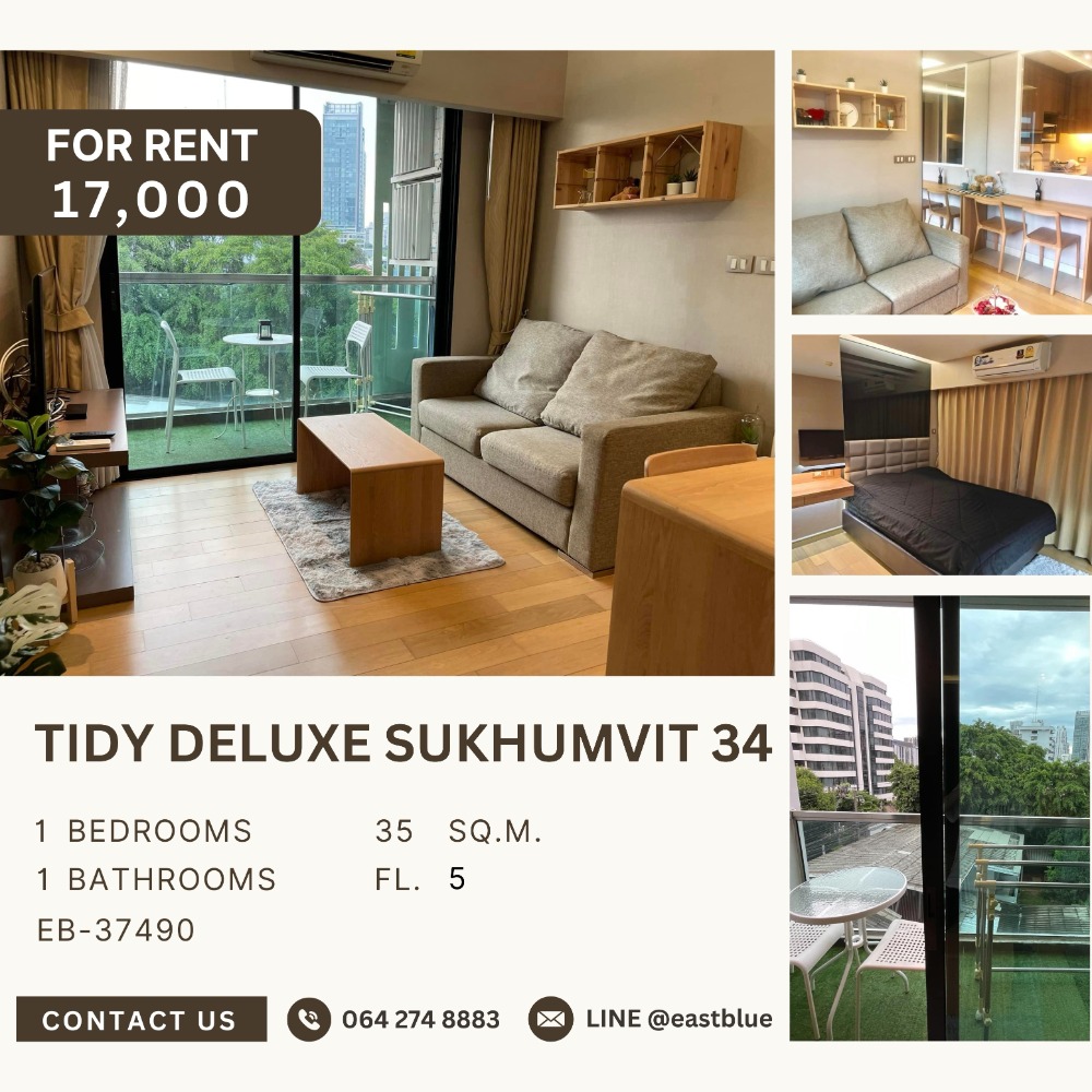 For RentCondoSukhumvit, Asoke, Thonglor : Tidy Deluxe Sukhumvit 34 1 Bedroom, beautiful view, 17,000 per month