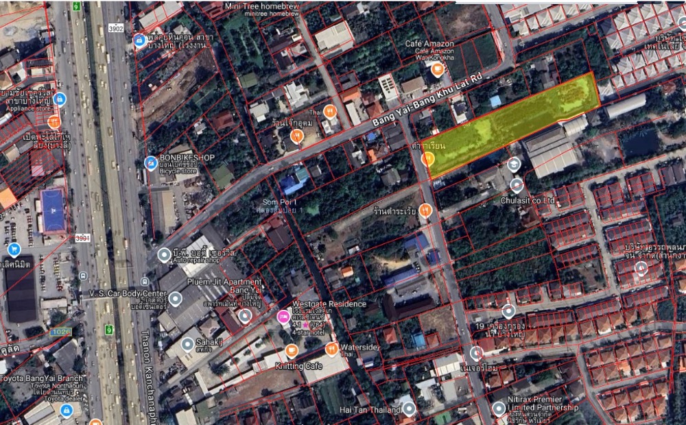 For SaleLandNonthaburi, Bang Yai, Bangbuathong : Land for sale, Bang Yai, 3-3-90 rai, near Kanchanaphisek Road, next to Wanich Business Technology, near the new road boundary