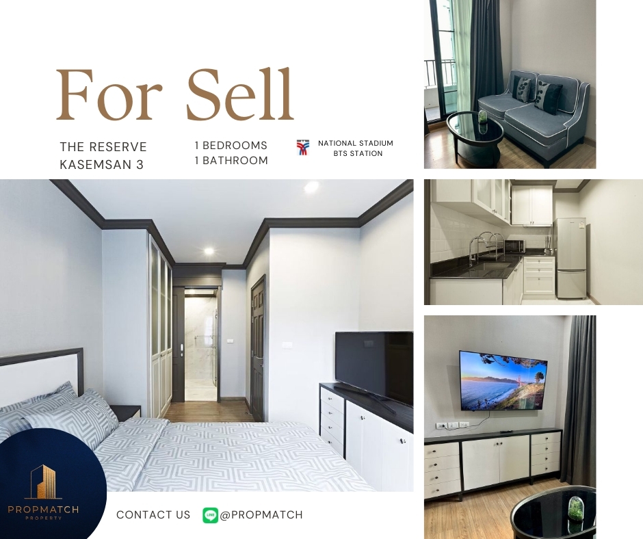 For SaleCondoSiam Paragon ,Chulalongkorn,Samyan : ✨Wow price, super cool decorated room✨ The Reserve Kasemsan 3 (1 bedroom, 38 sq m.) high floor, great view, price only 5.89 million baht. Tel.0981315848 @propmatch
