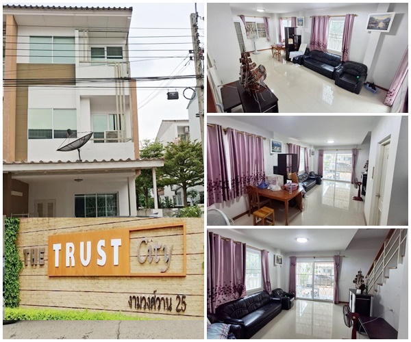 For RentTownhomeChaengwatana, Muangthong : For rent: 3-storey townhouse *Corner house* The Trust City Ngamwongwan 25 near The Mall Ngamwongwan