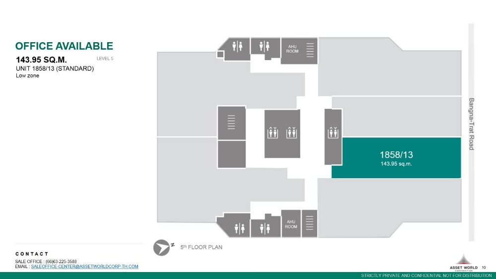 For RentOfficeBangna, Bearing, Lasalle : Office space for rent, on Bangna-Trad Road, Interlink Tower Building, Bangna, area 143.95 sq m., rental fee 86,370 baht*/month (600 baht per sq m.)