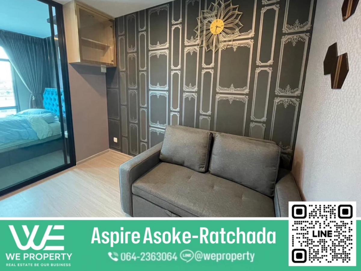 For SaleCondoRama9, Petchburi, RCA : Beautiful city view, ready to move in, fully furnished ⭐️ Aspire Asoke-Ratchada Aspire Asoke-Ratchada