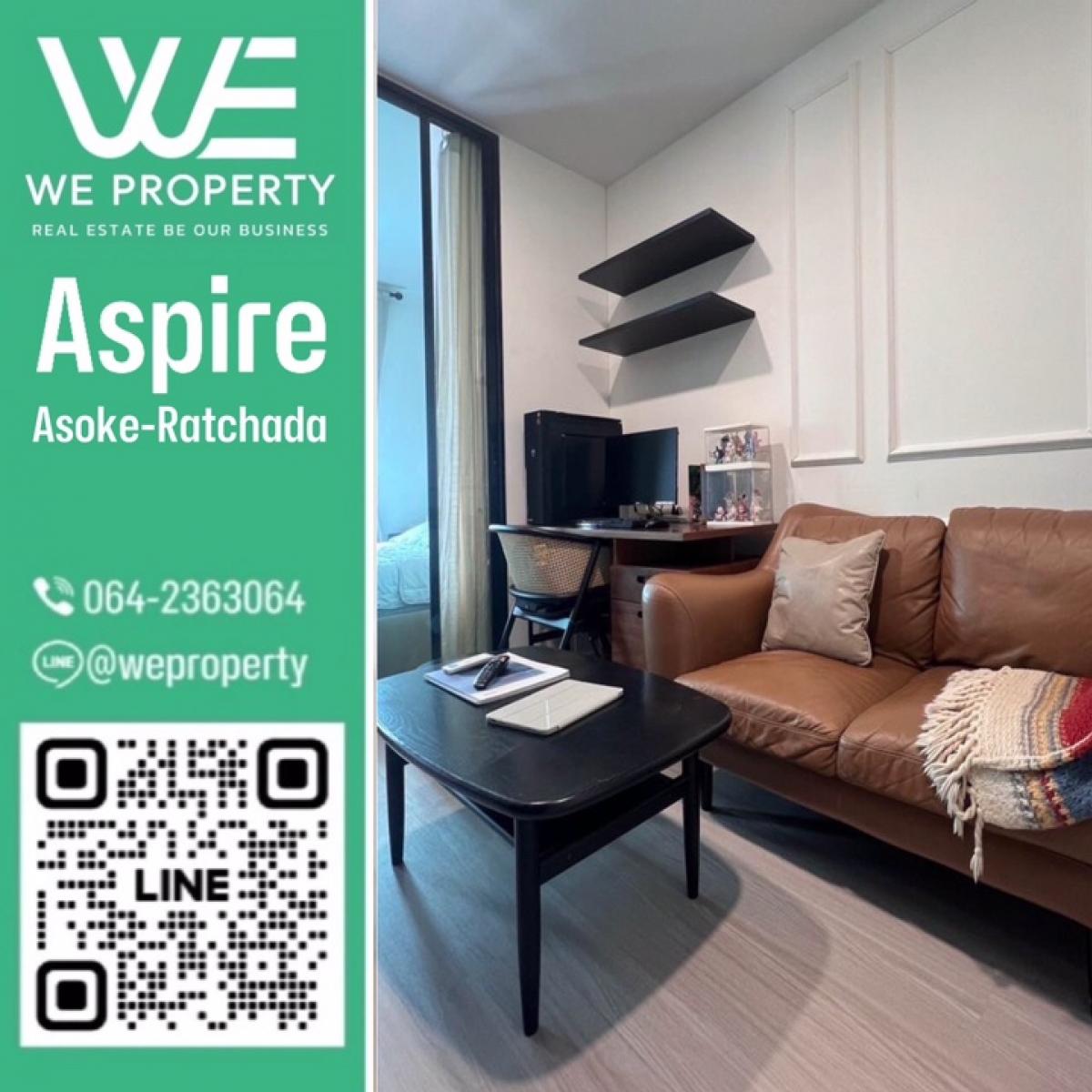 For SaleCondoRama9, Petchburi, RCA : North, beautiful room, good price, ready to move in⭐Aspire Asoke-Ratchada