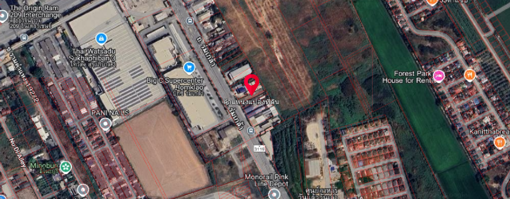 For RentLandMin Buri, Romklao : Land, Romklao, on the main road, opposite Big C Romklao / 199 square wah (for rent) COF570