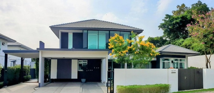 For SaleHouseEakachai, Bang Bon : For sale: corner house, size 102 sq m, Manthana, Wongwaen-Bang Bon, Bang Bon Road 4, Bang Bon District, Bangkok.