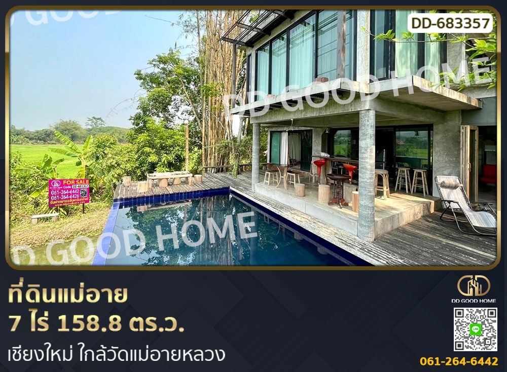 For SaleLandChiang Mai : Mae Ai Land 7 rai 158.8 sq w. Chiang Mai near Wat Mae Ai Luang