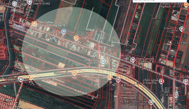 For SaleLandLadkrabang, Suwannaphum Airport : Land for sale on the road along Khlong Mon, Lat Krabang, area 10 rai, price 10,000,000 baht per rai, Lat Krabang, Bangkok
