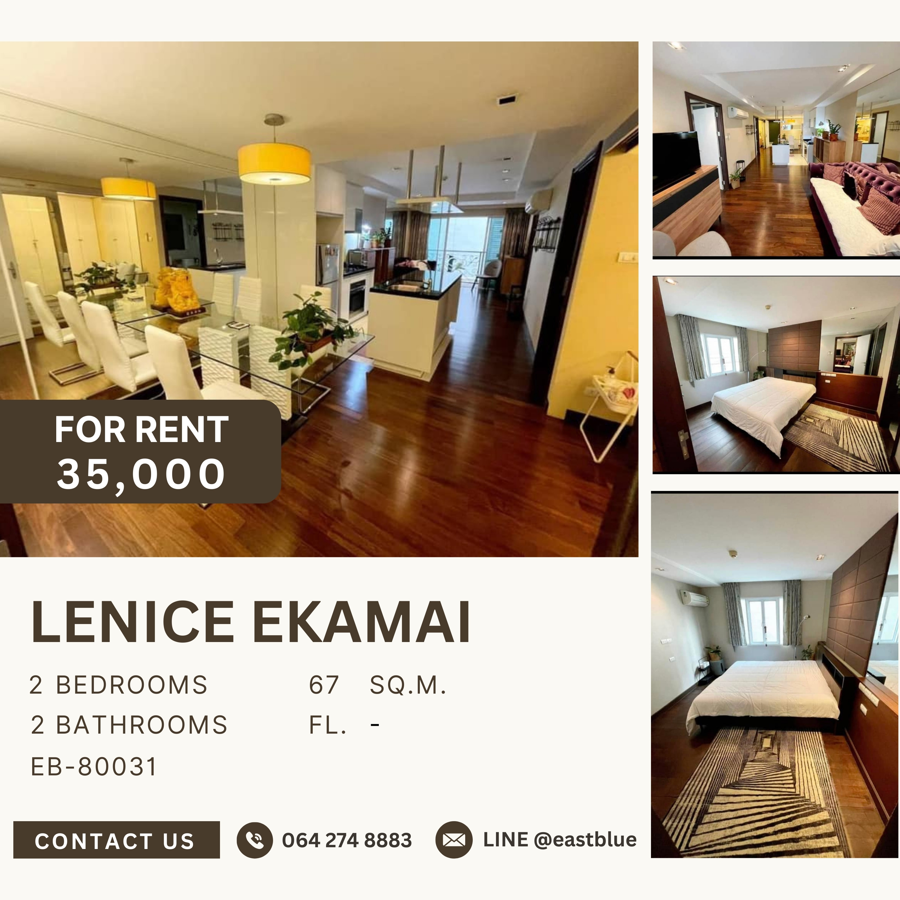 For RentCondoSukhumvit, Asoke, Thonglor : Lenice Ekamai, 2 bed, 35000 per month